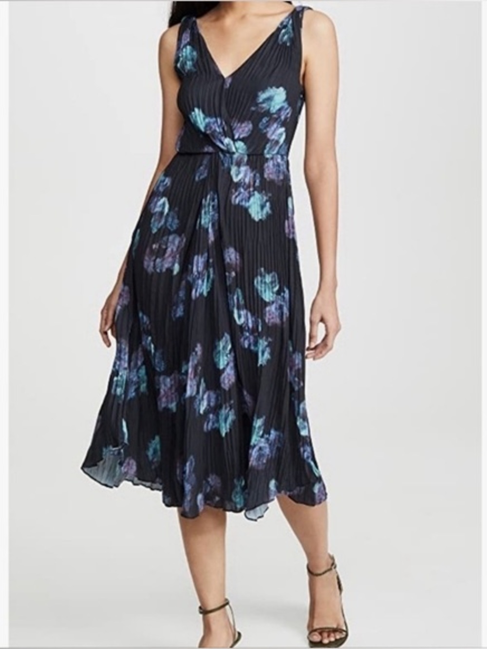 Vince Painted Floral Twist Front Dress